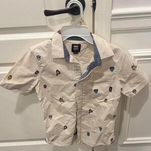 Marvel Kids by Vans Cream Button Down Shirt with Character Icons